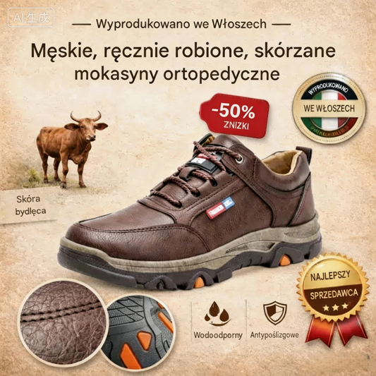 🔥 Ručne šité talianske kožené ortopedické topánky s oporou členku👣, Pohodlné, vodeodolné a protišmykové, ✓ Nová kolekcia pre rok 2026
