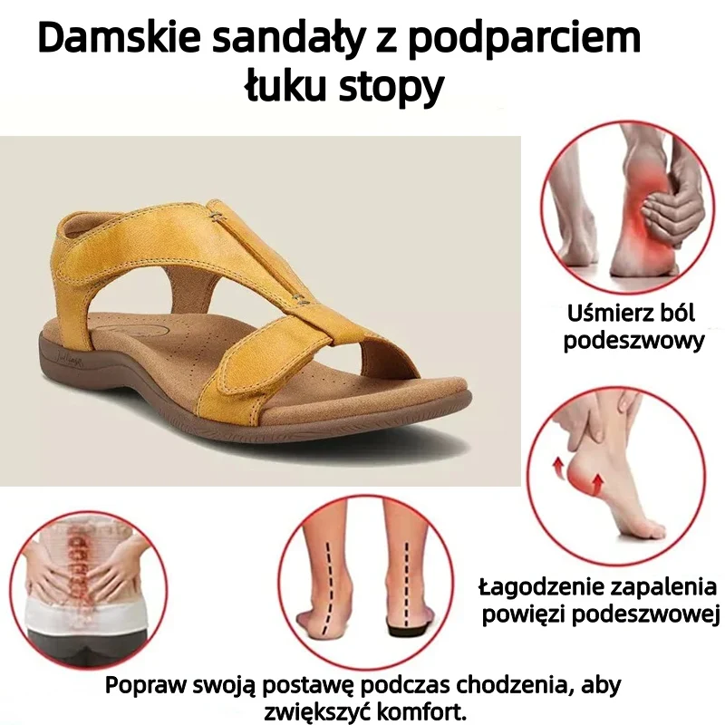 🔥 Letné ortopedické sandále pre ženy - s podporou klenby, plochou podrážkou a širokým strihom - perfektná voľba na úľavu od plantárnej fasciitídy - chôdza s ľahkosťou pri každom kroku a zbohom bolesti ✅