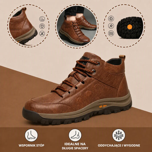🔥Dnes zľava 50 % – nenechajte si to ujsť! ⏰Ergonomicky navrhnutá ortopedická obuv – ručne šitá koža, konštrukcia na podporu klenby 👞 ľahko zmierňuje bolesť chodidiel.