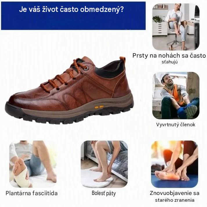 ⏰Dnes zľava 50 % – nenechajte si to ujsť! 🐂Vodeodolná a protišmyková 🦶ortopedická obuv z hovädzej kože pre mužov, ktorá zmierňuje bolesť nôh